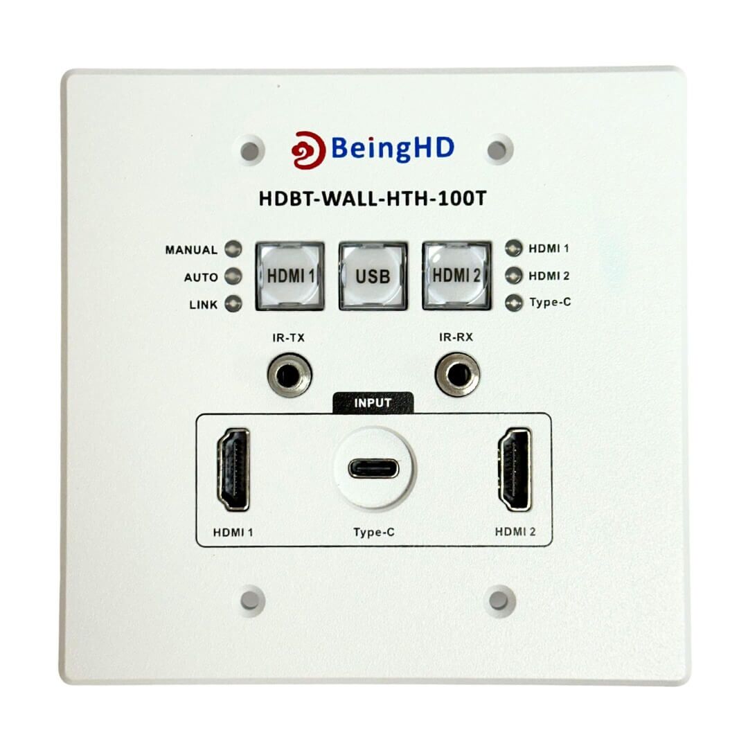 BeingHD Placa De Pared HDBT-WALL-HTH-70-2GANG Kit Transmisor y Receptor