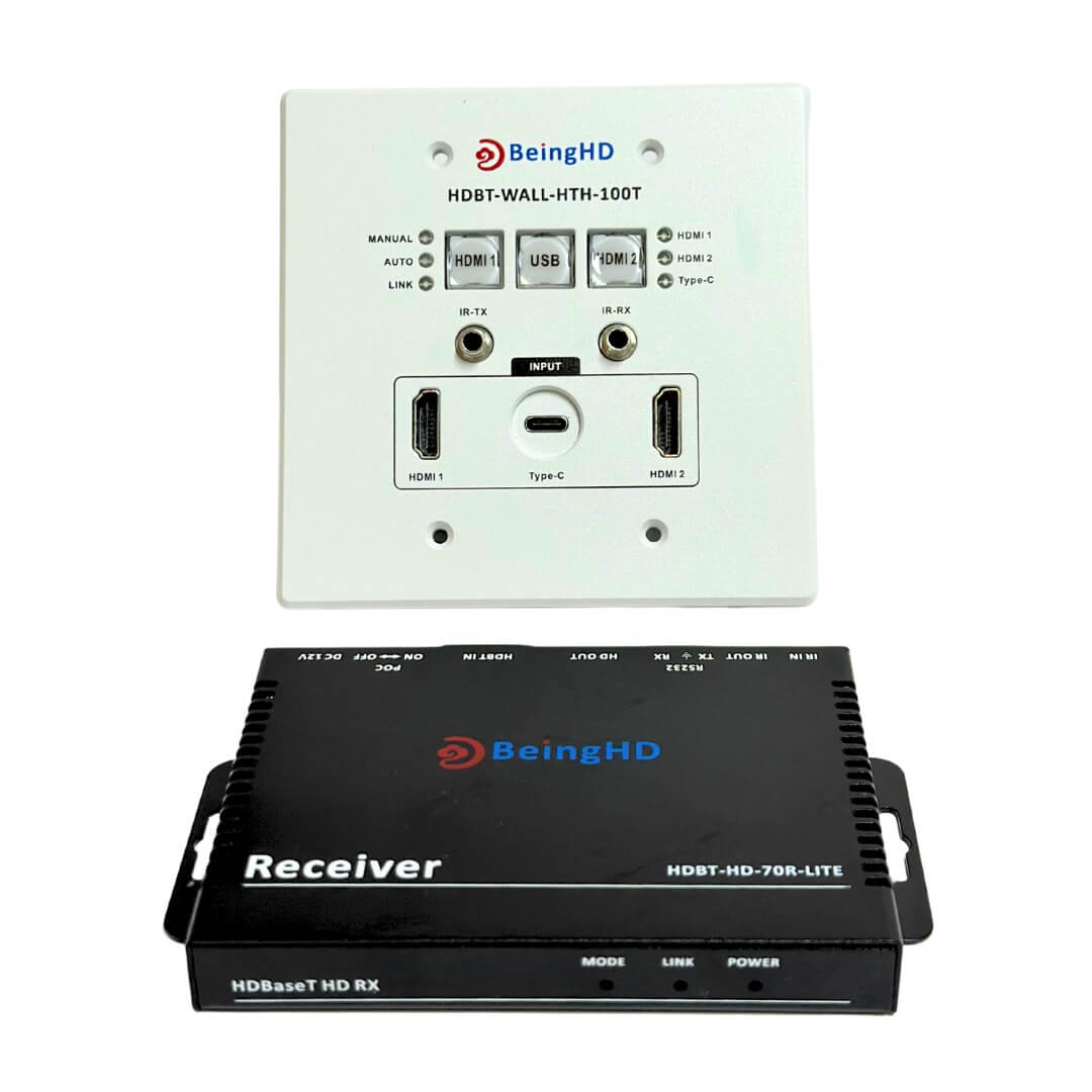 BeingHD Placa De Pared HDBT-WALL-HTH-70-2GANG Kit Transmisor y Receptor - Imagen 2