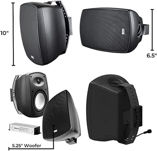 OSD AUDIO Parlantes-activos-pared-Bluetooth-BTP-525-Blk-exterior-soporte-multimedia