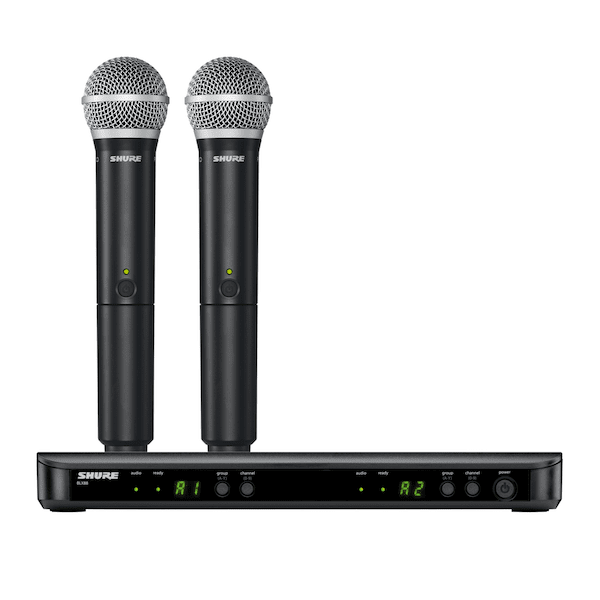 Shure-Micrófonos-Doble-Mano-BLX288:PG58-Soporte-Multimedia-tienda