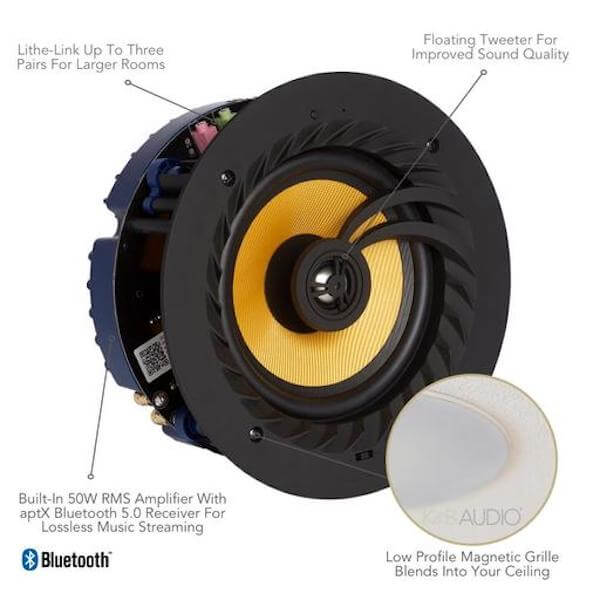Lithe Audio Parlante De Techo Amplificado 6.5 Kit Par (LBT2 y LAS65) - Imagen 3